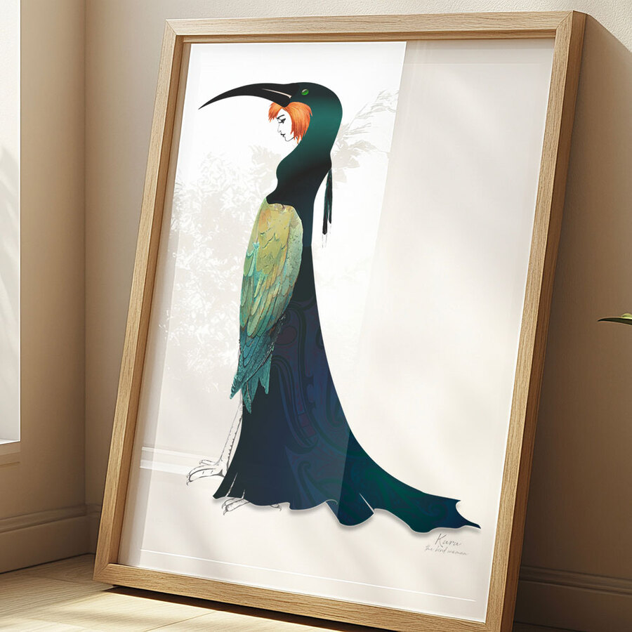 Maori Art Print - Kuru - The Bird Woman - A Maori Legend
